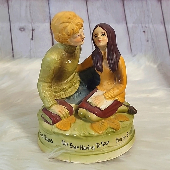 Vintage 70s Ceramic Couple Wind Up Music Playing Shelf Decor Japanese MCM 6.5" - Picture 12 of 17